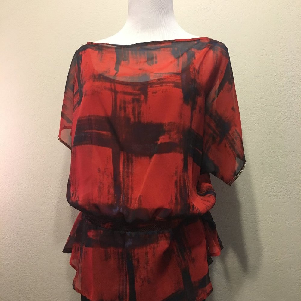 Sheer Blouson Top with Tank
